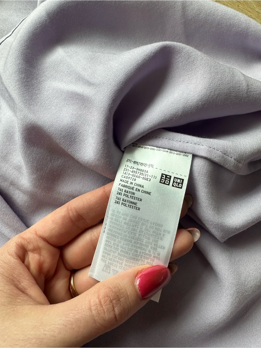 lavender Uniqlo Rayon Pintuck Long-Sleeved Blouse - Picture 5 of 5